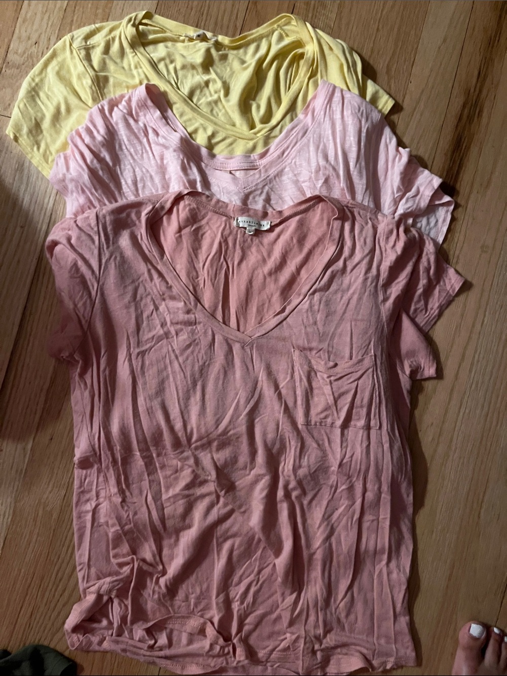 Girls' Short Sleeve V-Neck Tee Pack - Pink & Yellow - Unbranded